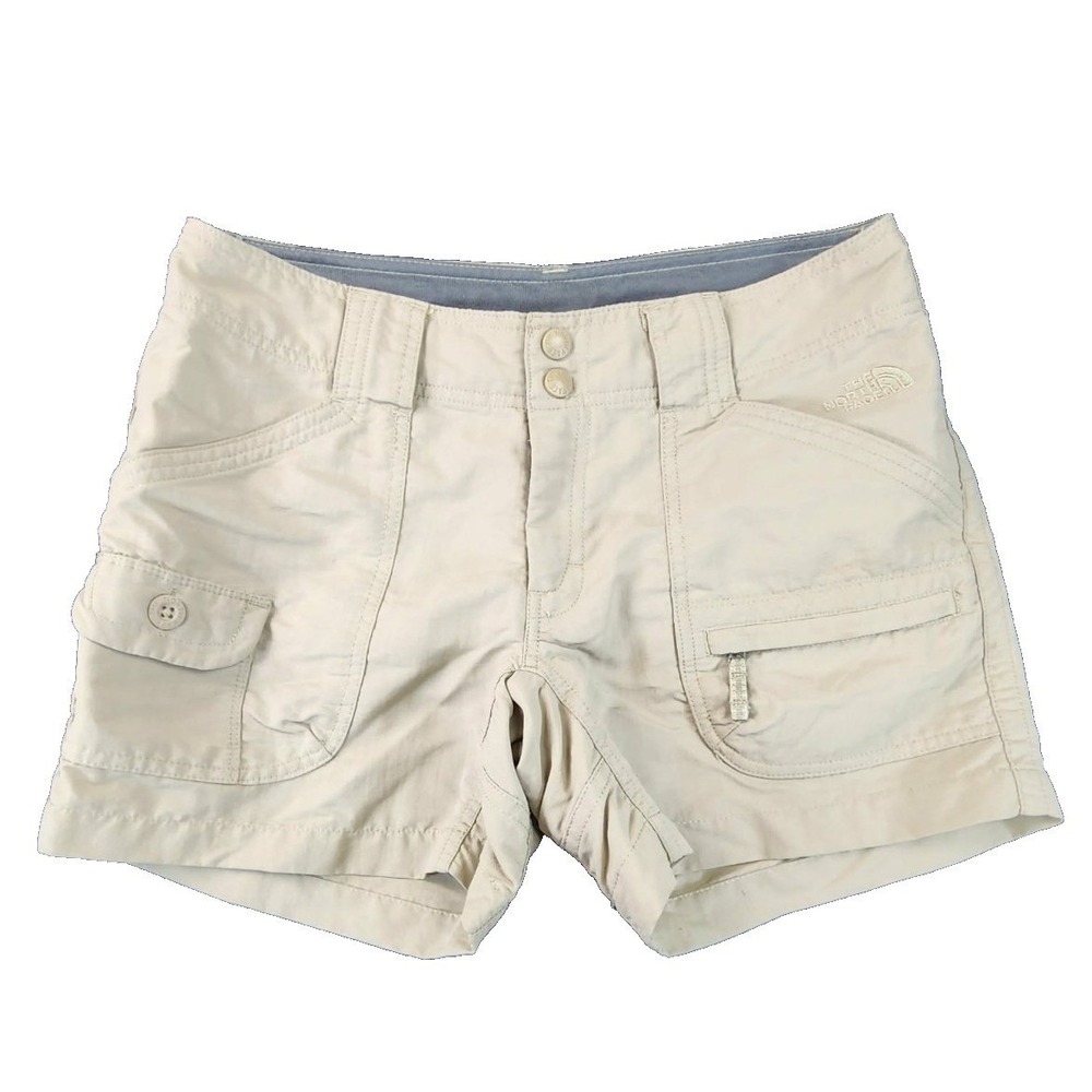 The North Face Horizon Cargo Shorts Tan Womens 4 Hiking Camp Lightweight Utility